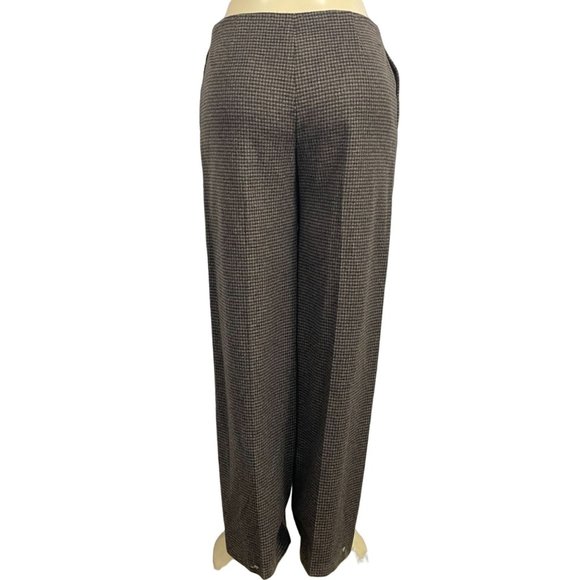 NWT THEORY Wide-Leg Front Zipper Office Brown Multi Size 8 Women's Pants - Picture 2 of 11